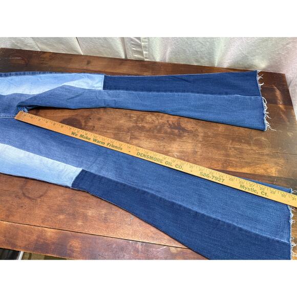 Hollister Patchwork High Rise Flare Bell Bottom Jeans Women's Size 00R 23 x 32" - Picture 8 of 13